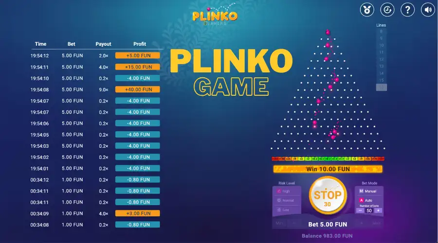 Plinko game